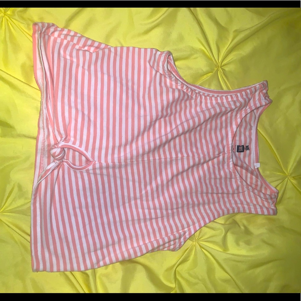 Pink and White Crop Top